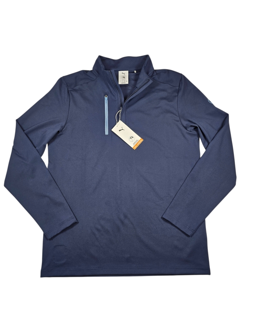 NWT Puma × AP CLOUDSPUN Tech Golf Navy Blue 1/4 Zip Pullover, Mens Size S 629563